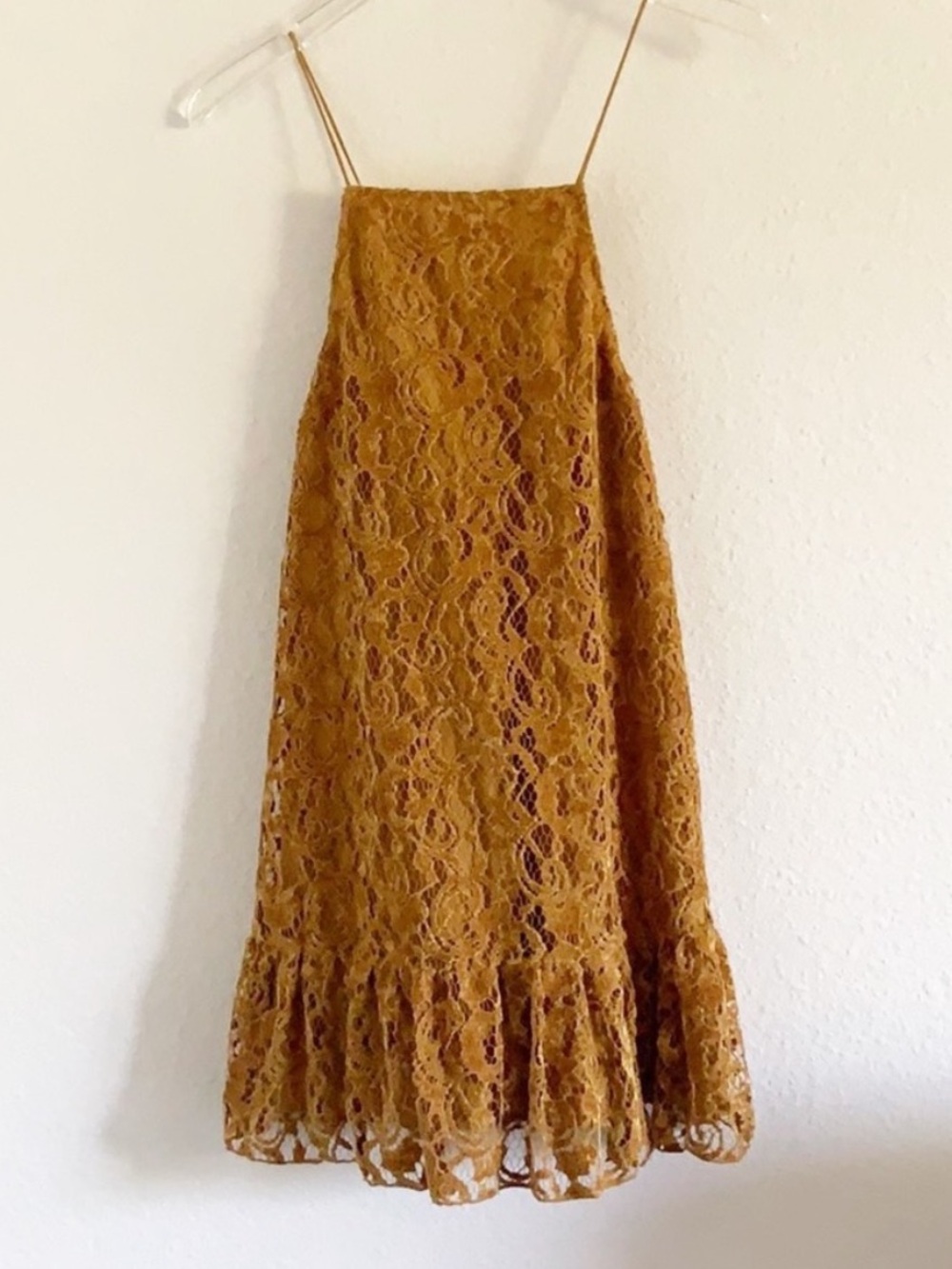 Free People Mustard Lace Midi Dress XS